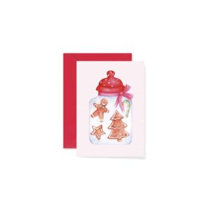christmas greeting card with gingerbread man