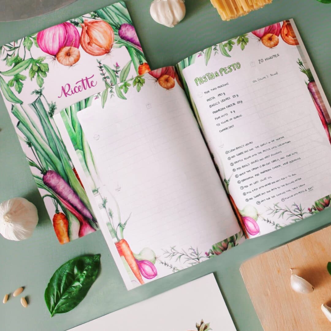 Quaderno per scrivere ricette o menu. Background - Foto stock