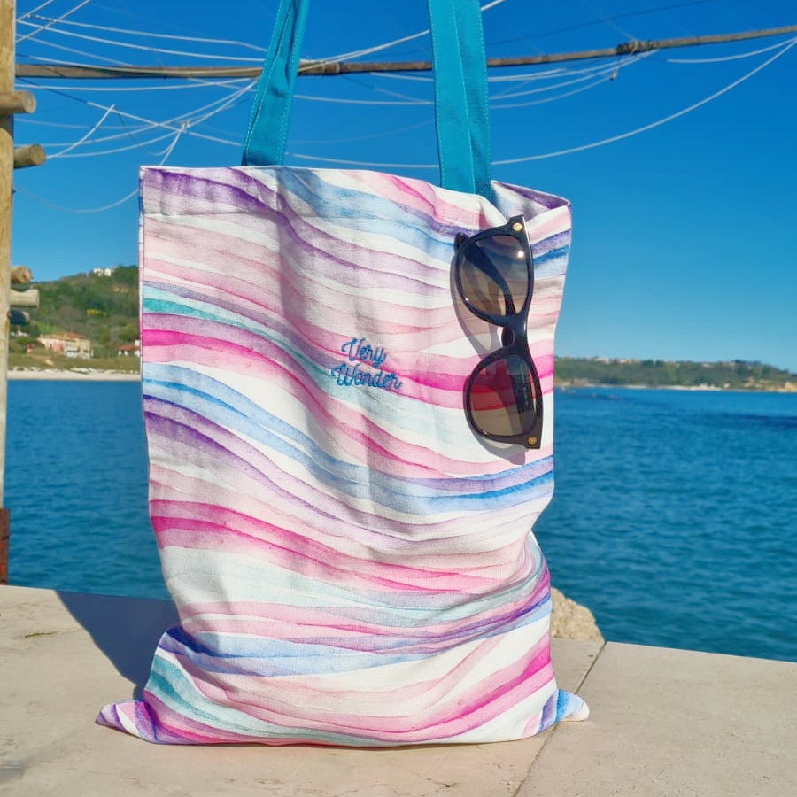 Borsa per il mare in cotone Shopper Very Wonder