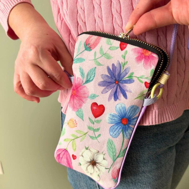 Mini bag porta telefono con stampa floreale