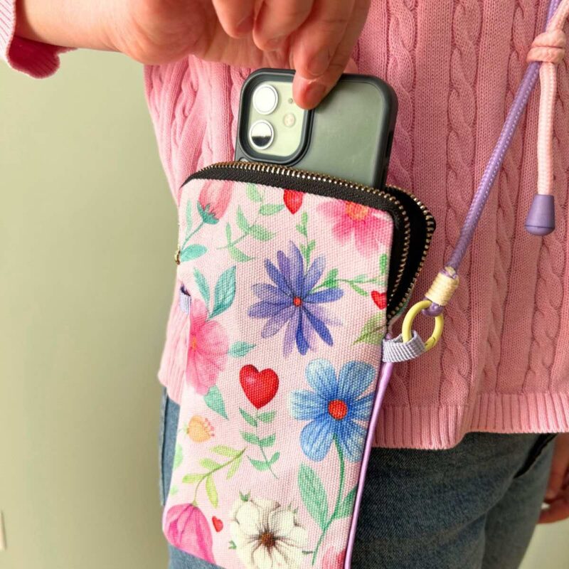 Mini bag porta telefono con stampa floreale