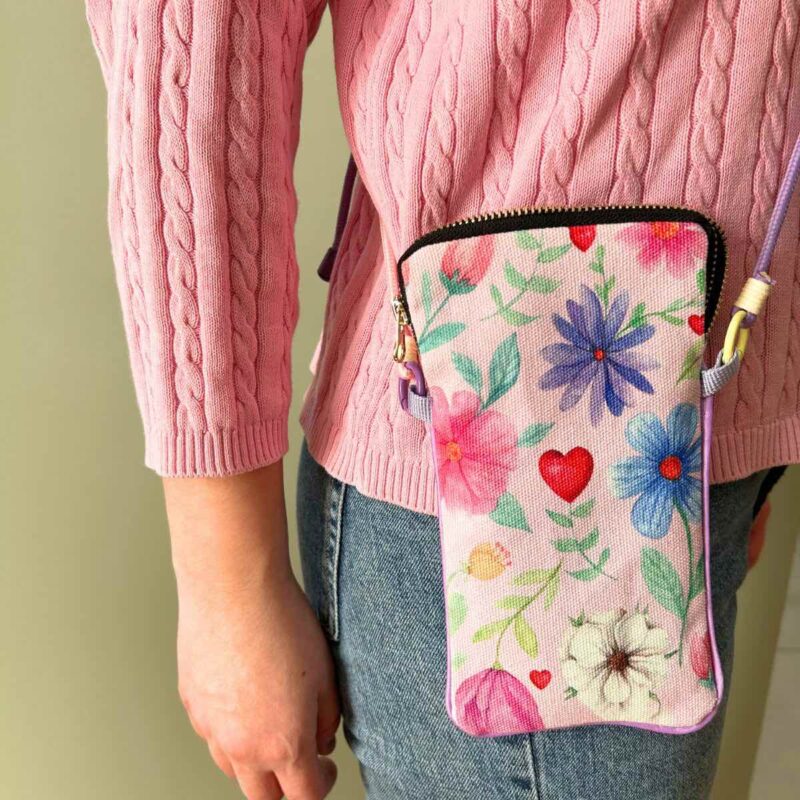 Mini bag porta telefono con stampa floreale